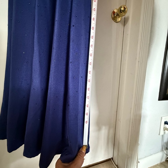 Elegant Navy Sparkle Cowl Neck Evening Dress - Picture 7 of 16